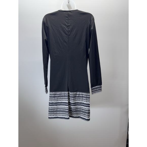 C.O.Z.Y Black Dress White Gray Geometric Design Women’s Size Large NWT - Picture 3 of 10
